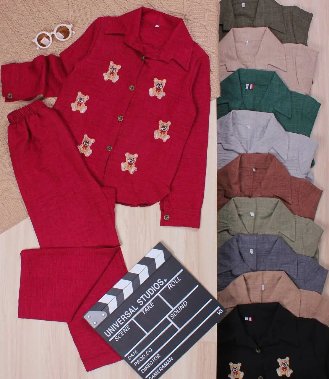 👫شومیز و شلوار بابوس گلدوزی ۶خرس👫
