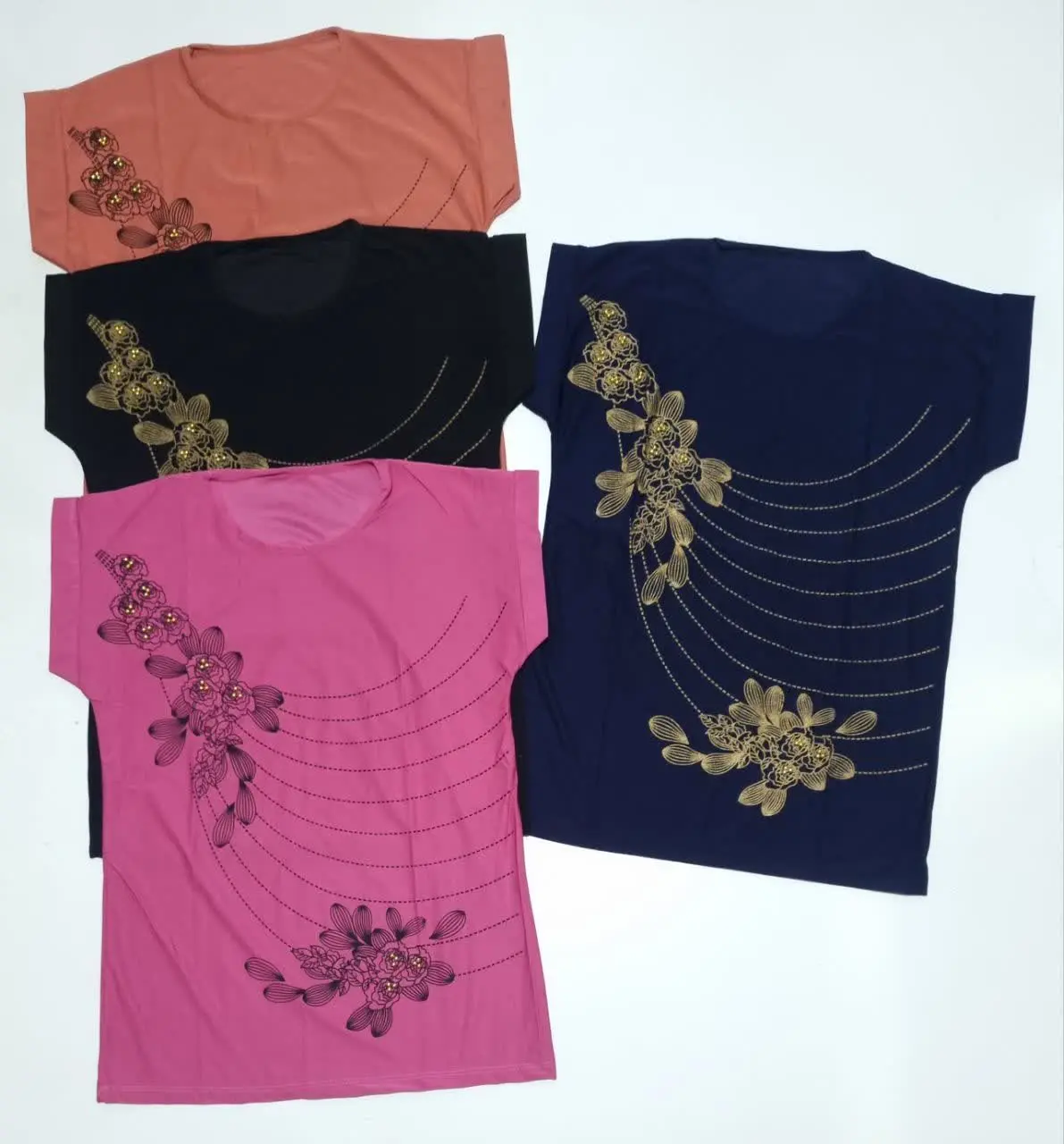 کیمونو چاپ گل خطی و مروارید