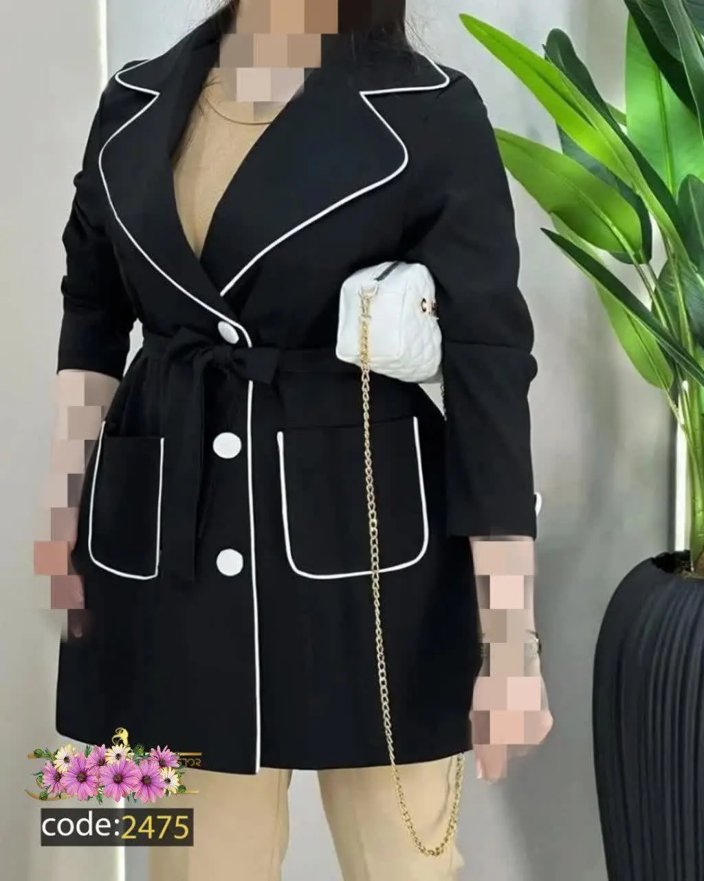 ارسال رایگان 🔅 مانتو یقه انگلیسی نواردوزی 
