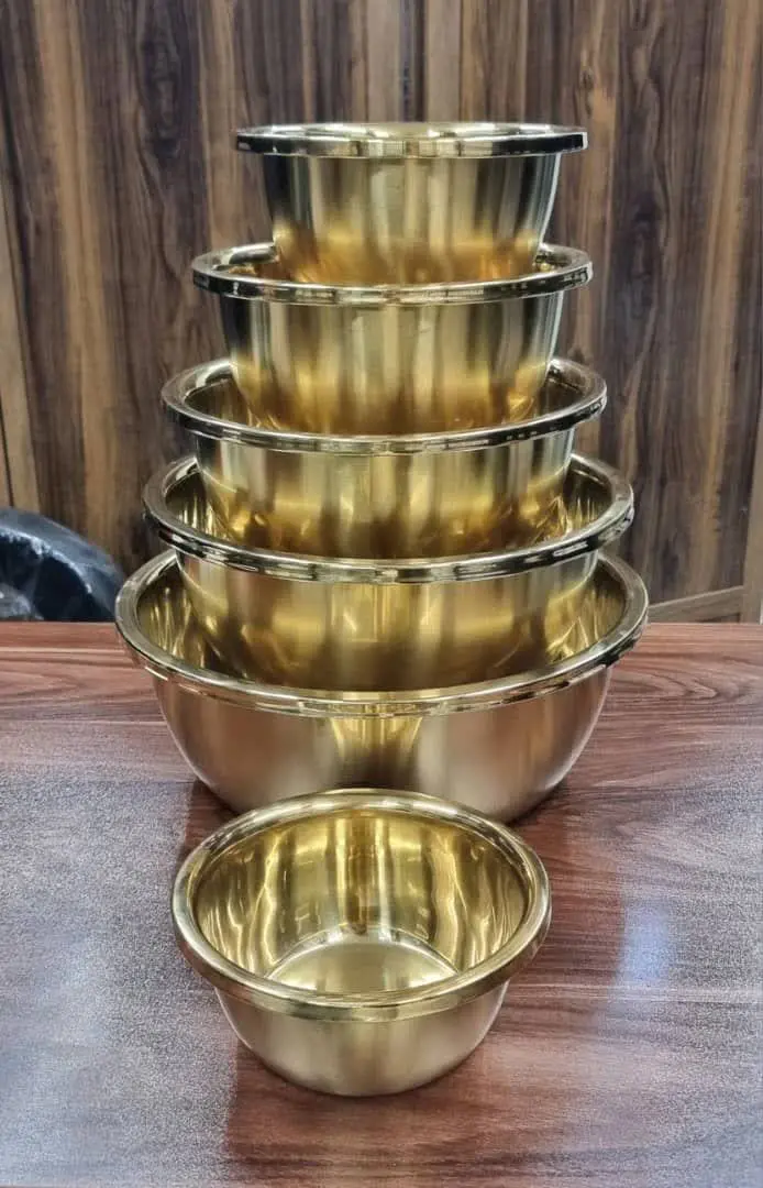 ⭕️ لگن شش پارچه طلایی گرد 
