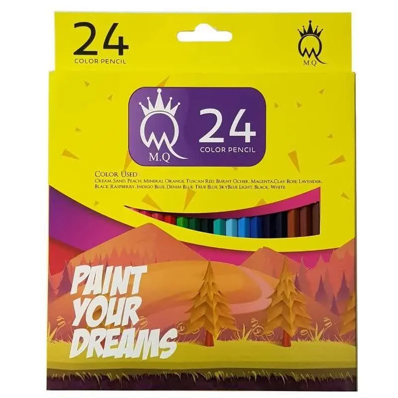 مداد رنگی ۲۴ مقوایی ام کیو MQ 
