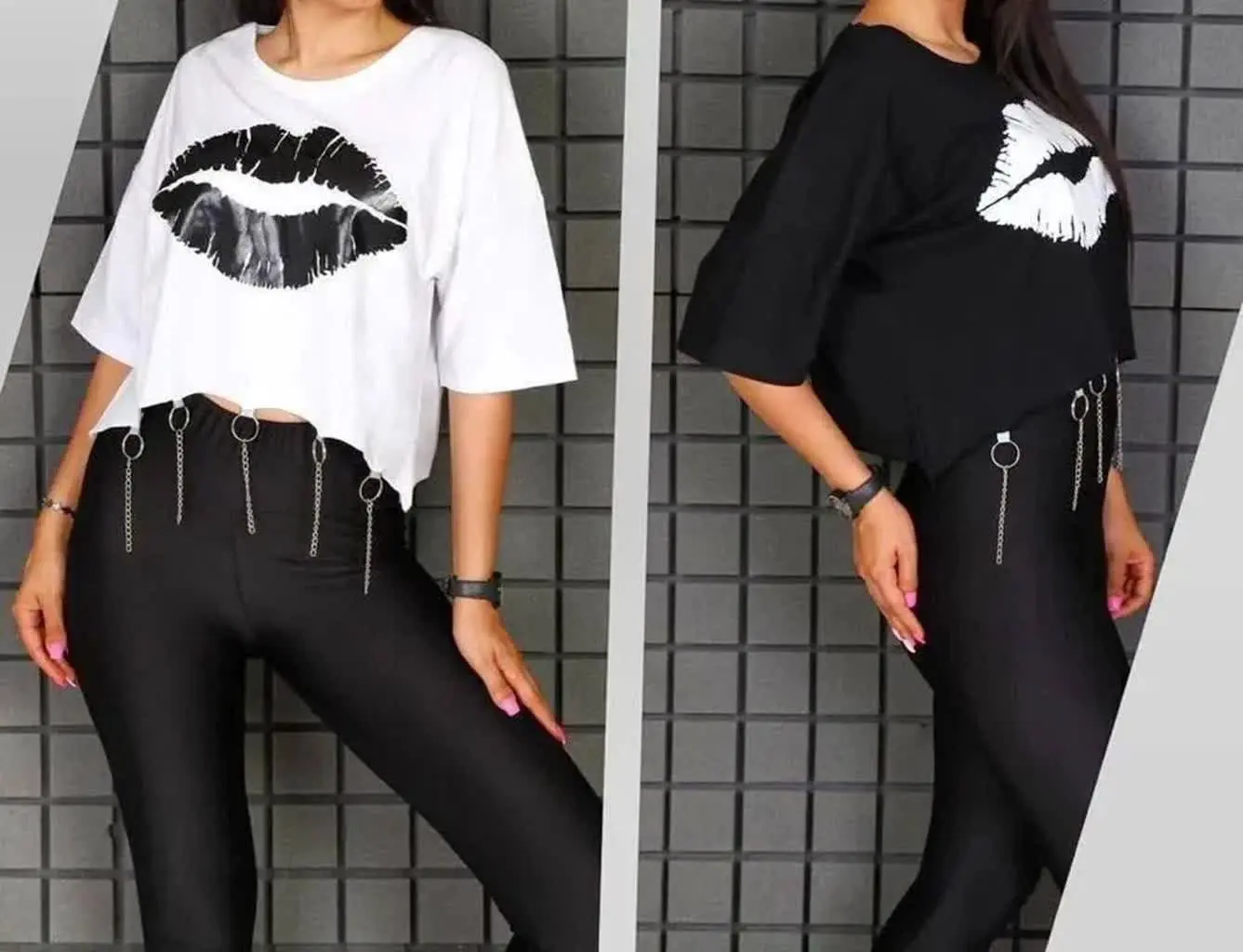 ⚜کراپ پایین زنجیر طرح لب
