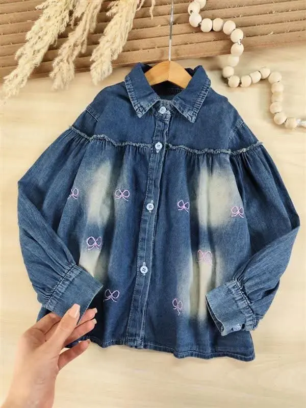 شومیز جین پاپیون صورتی