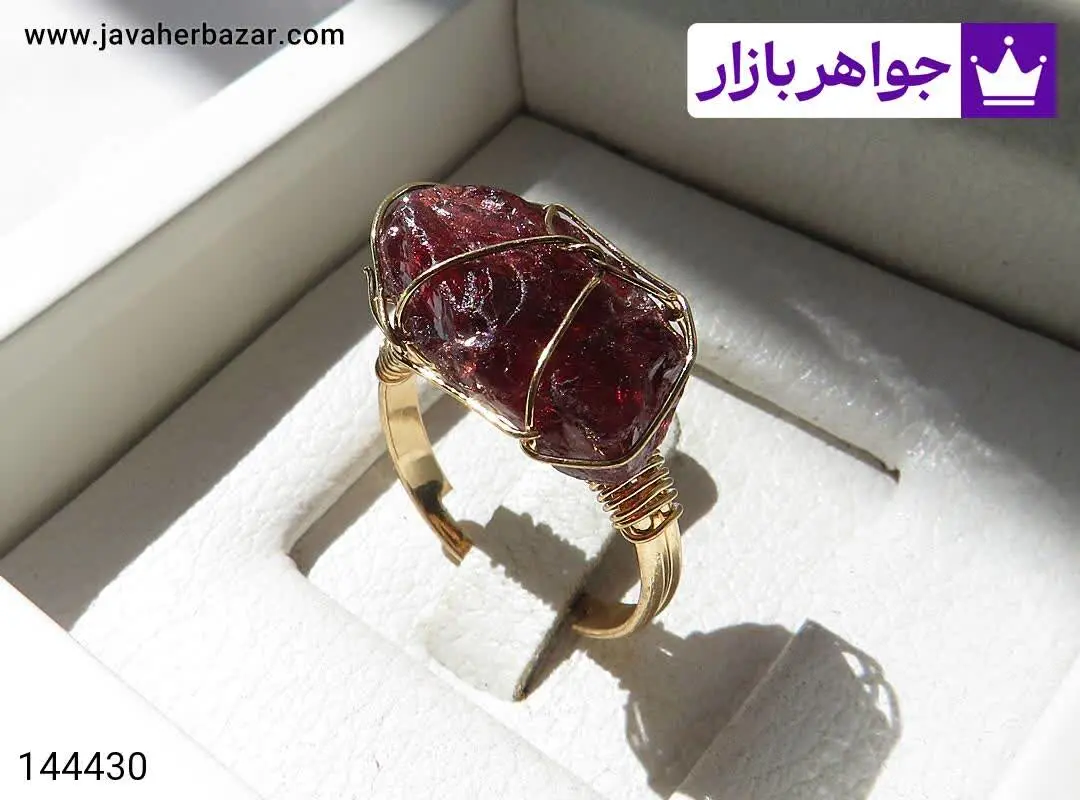 انگشتر با نگین سنگ کارنت تر...