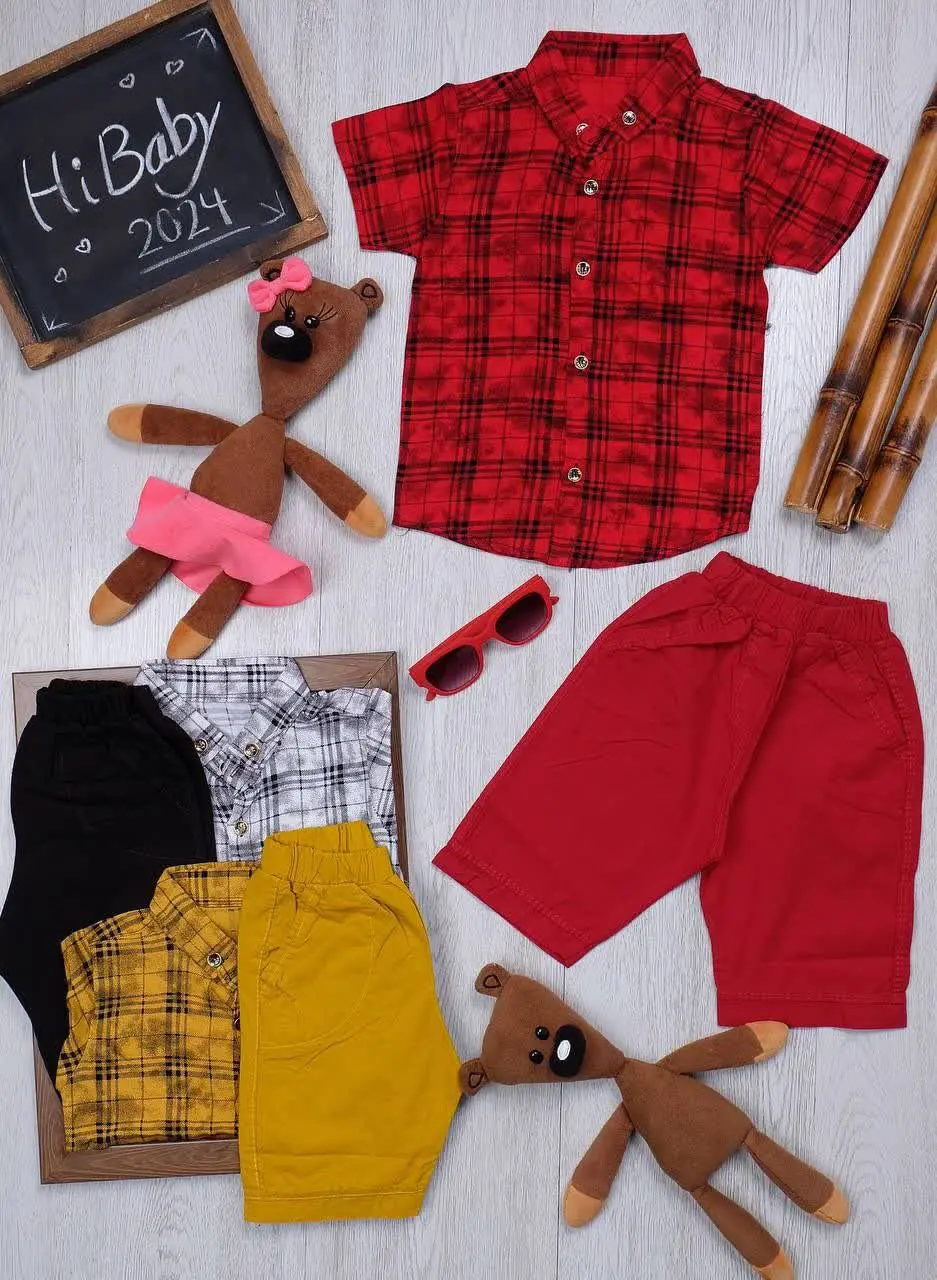 👫پیراهن و شلوارک چهارخونه تنسل👫
