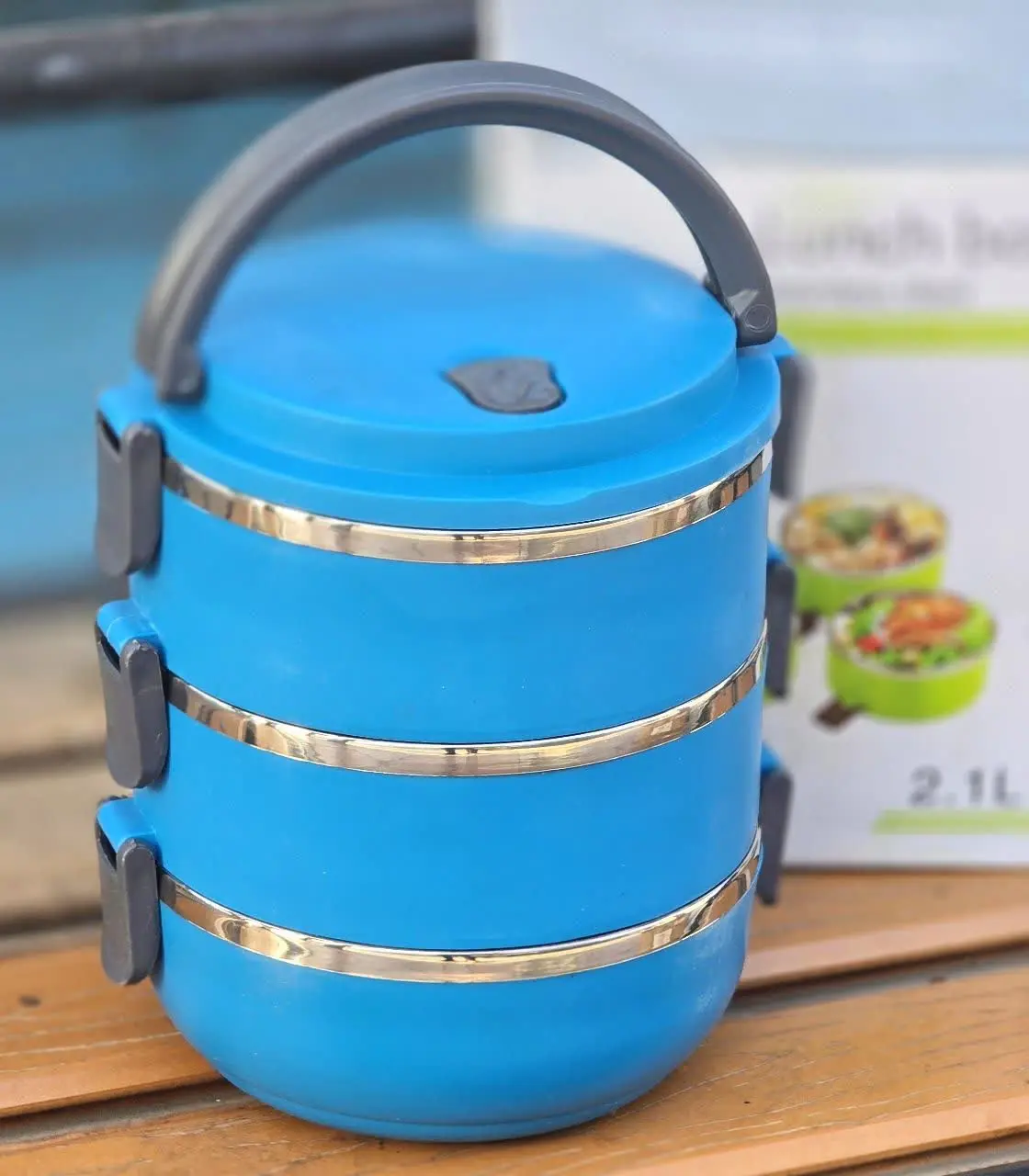 ظرف غذا رنگی داخل استیل ۳طبقه🍓