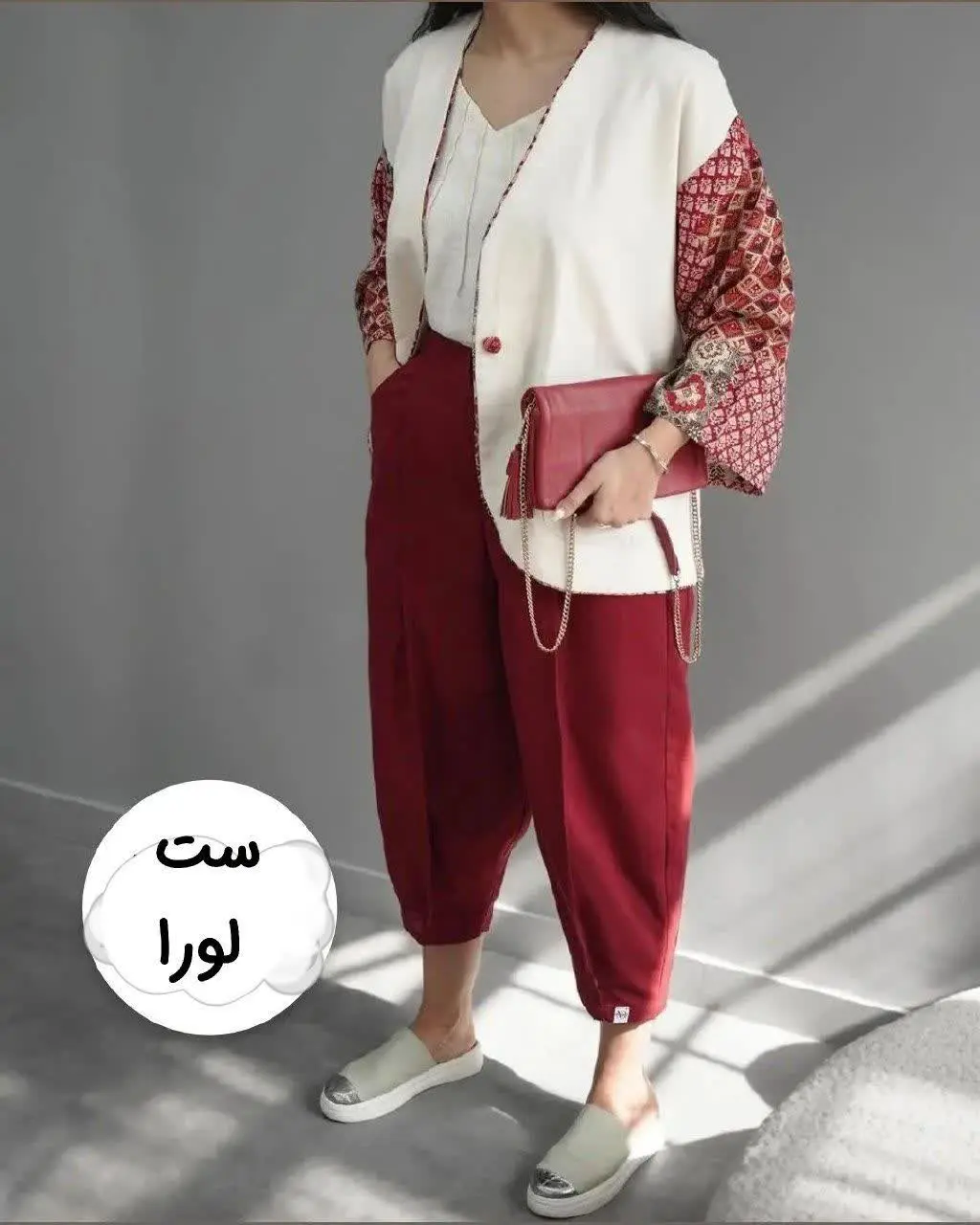 🍃نام: ست مانتو شلوار لورا 
