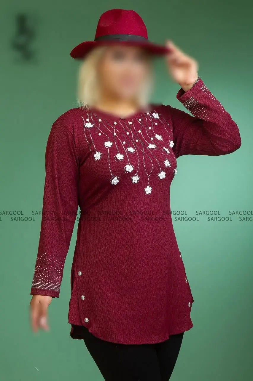  یه کار خوشگل و زیبا با نگین و مروارید دوزی زیبا و تنخوری عالی مخصوص شیک پوشان #ماهان. 
