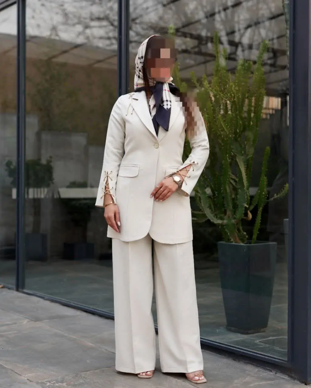 کرپ کج راه یقه پرچ مدل شادی 
