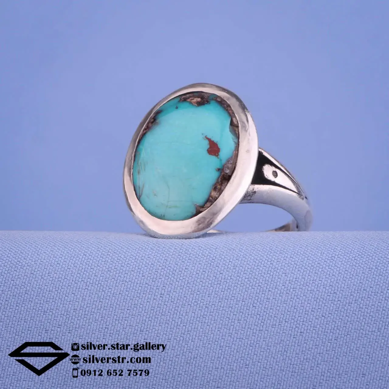 🧿 انگشتر #مردانه فیروزه نیشابوری کد ۶۳۹
