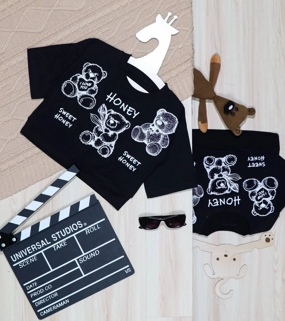 👫کراپ مشکی چاپ خرس👫
