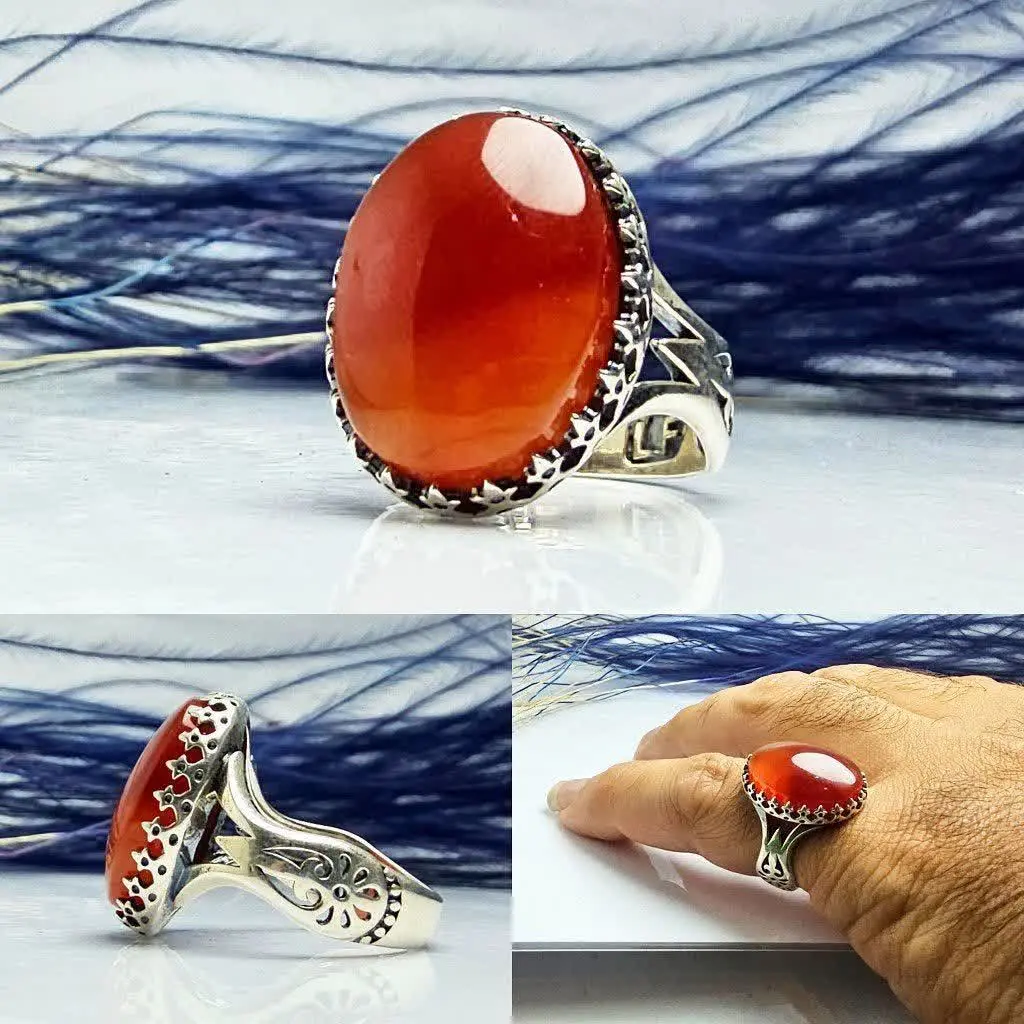 💎انگشتر عقیق سرخ یمن اصل مر...