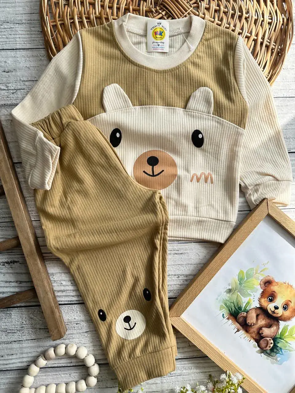 بلوز شلوار کبریتی طرح خرس ل...