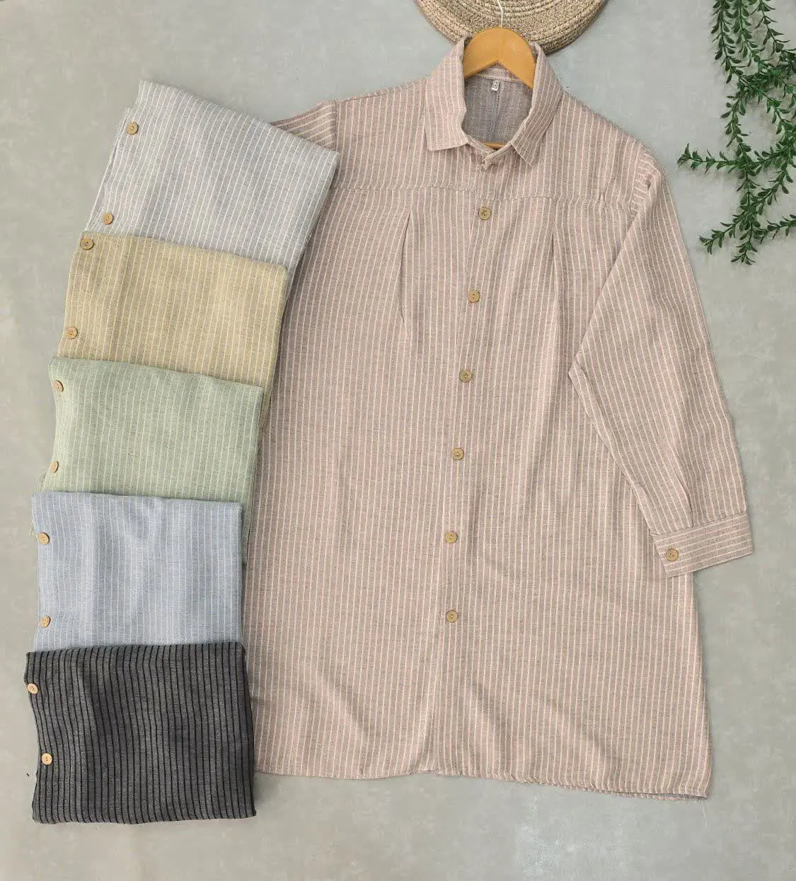 ✅مانتو پیلی دار، جنس لینن د...