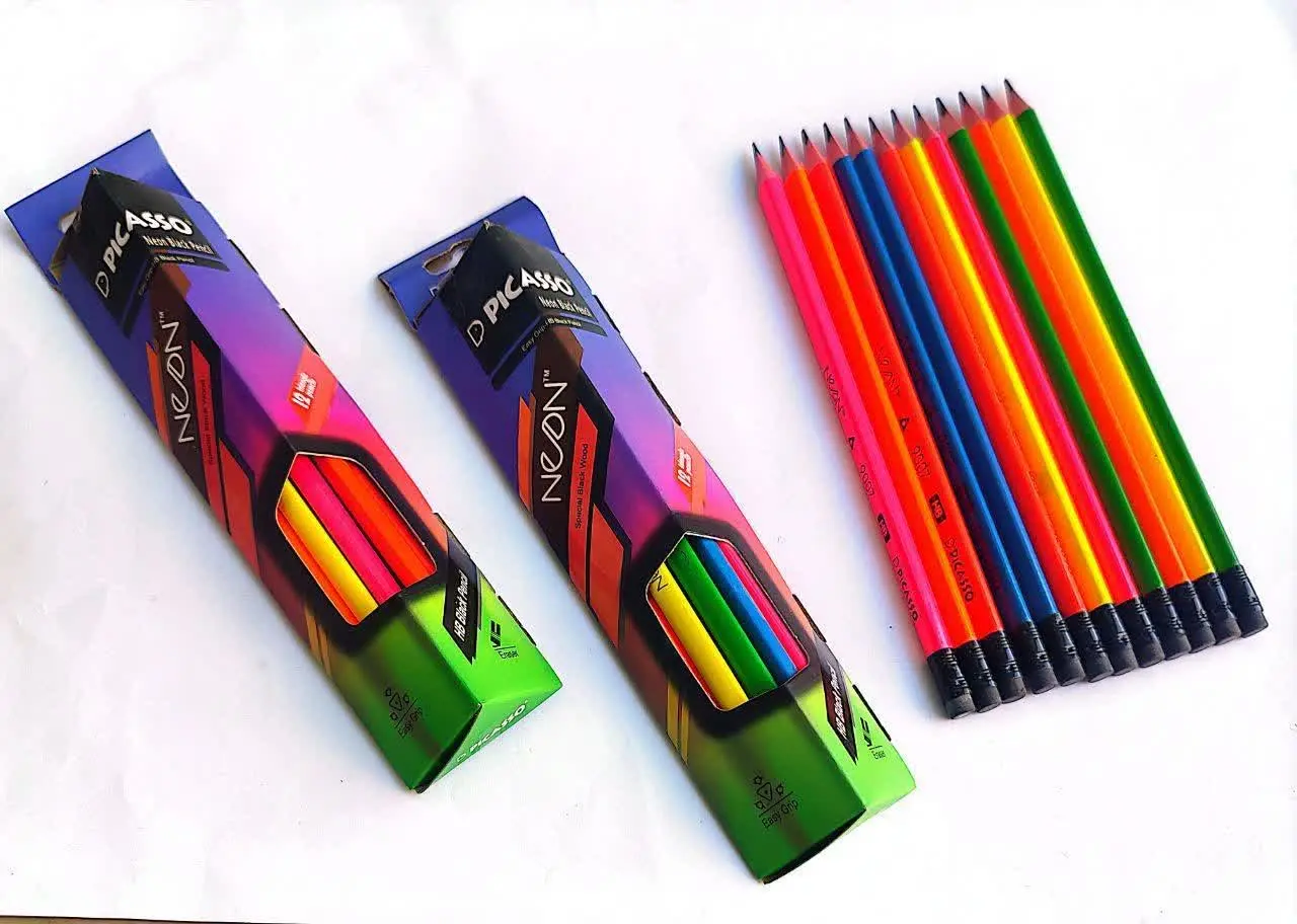 مداد مشکی فلورسنت سه گوش پاکن دار پیکاسو
