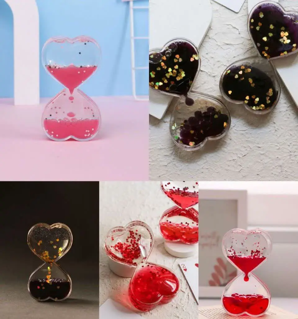 ساعت شنی پاستلی قلبی شیشه‌ای
