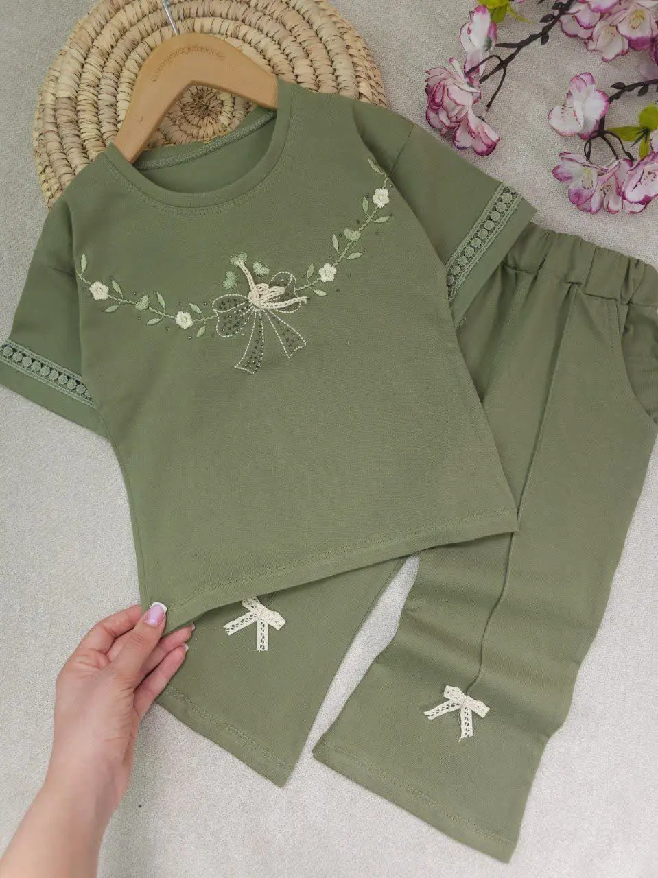 تیشرت شلوار دخترانه پاپیون
