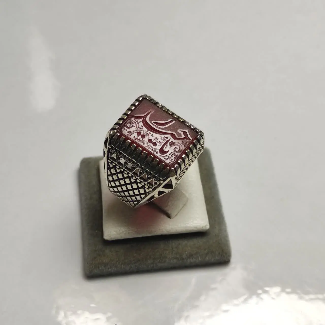 انگشتر نقره مردانه رکاب ۴گوش