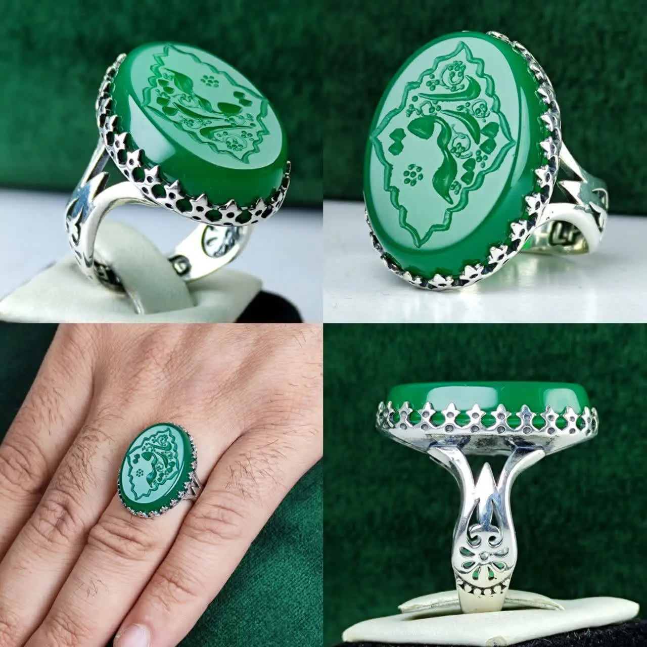 💎انگشتر عقیق سبز مردانه اصلی