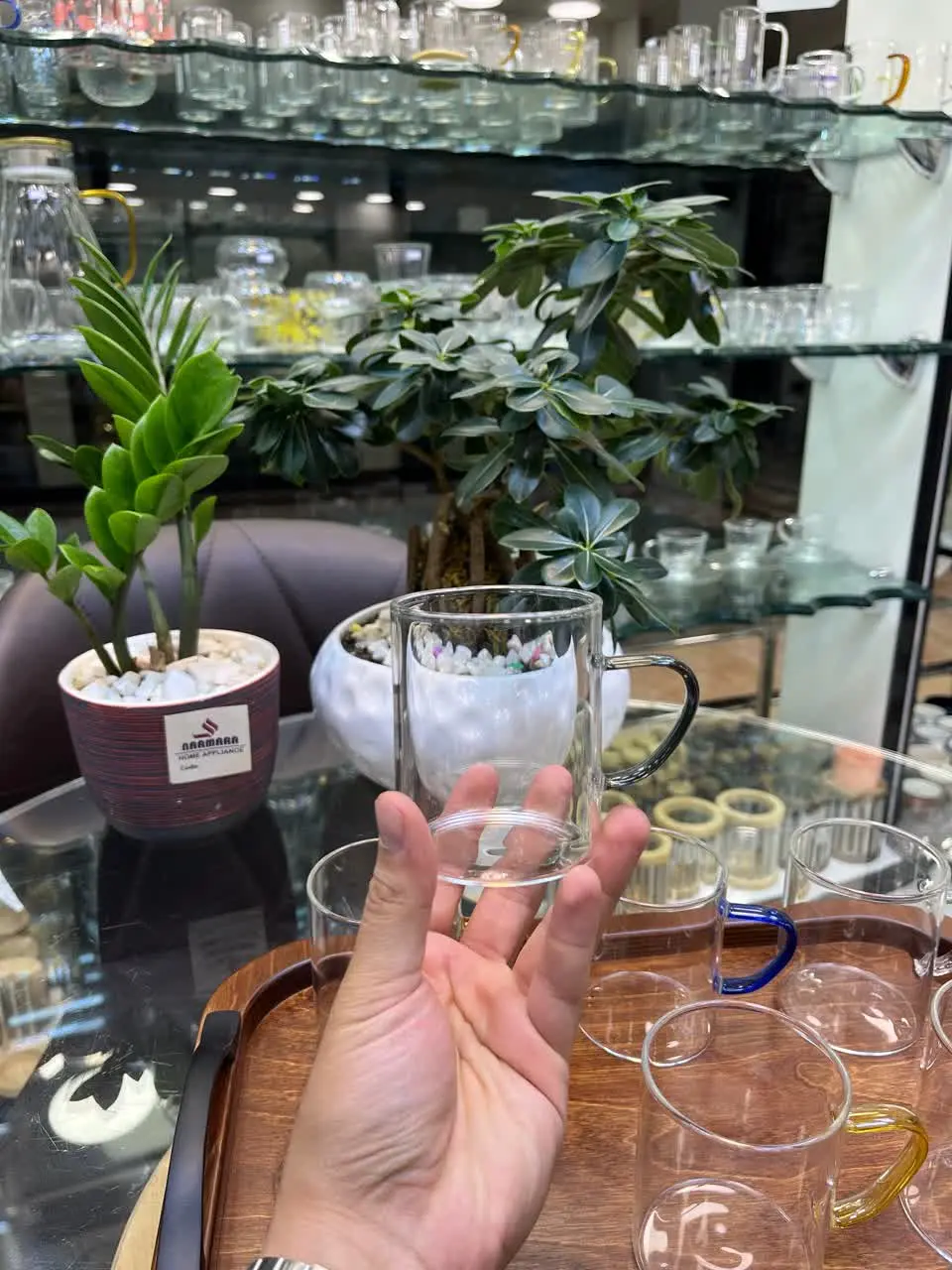 ✅لیوان پیرکس دسته رنگى۲۳۰mil