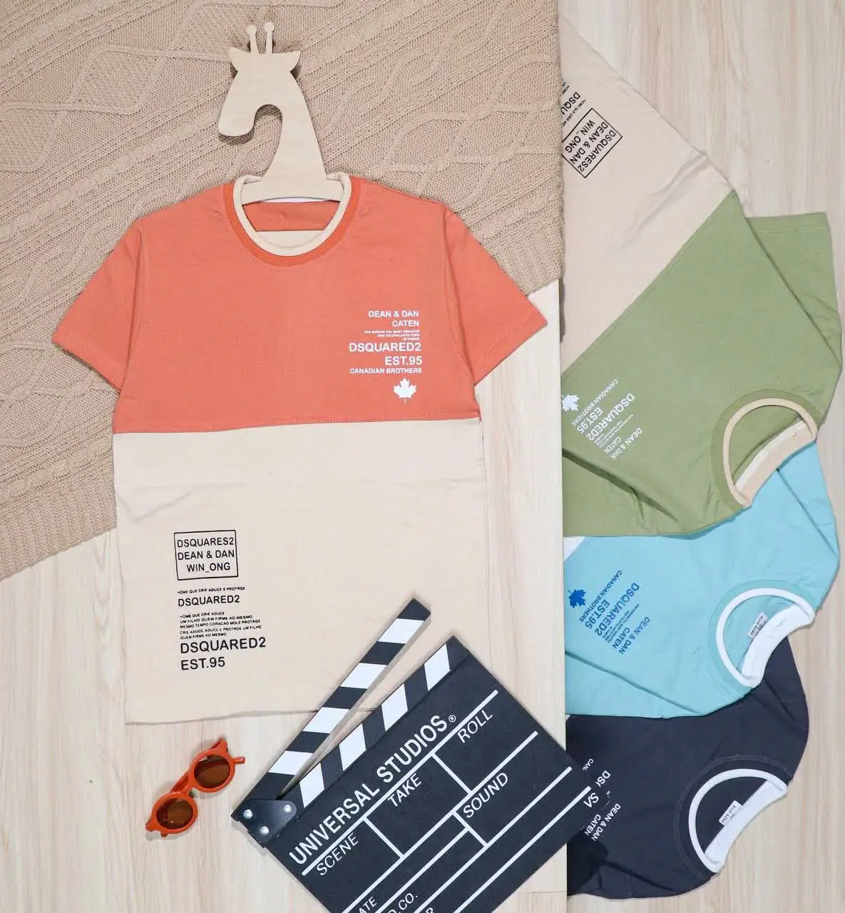 👫تیشرت پسرانه ۲تیکه رنگ چاپ DSQ۲👫
