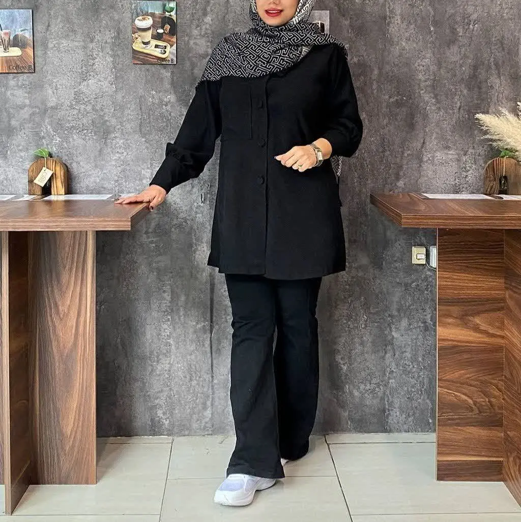 مانتو دکمه دار مدل اروین (ط...