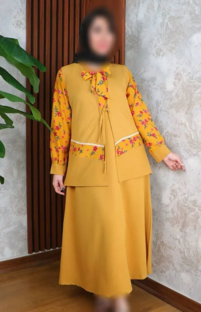 🖋نام: #تونیک بلند دوتیکه #کراواتی خرجکار گلدار 
