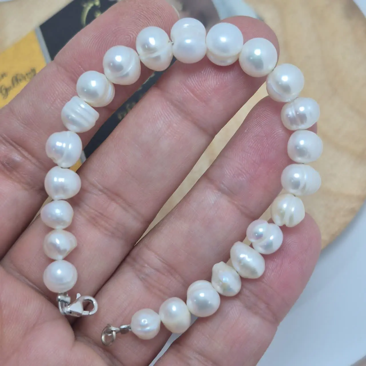 🐚دستبند مروارید پرورشی لومی...