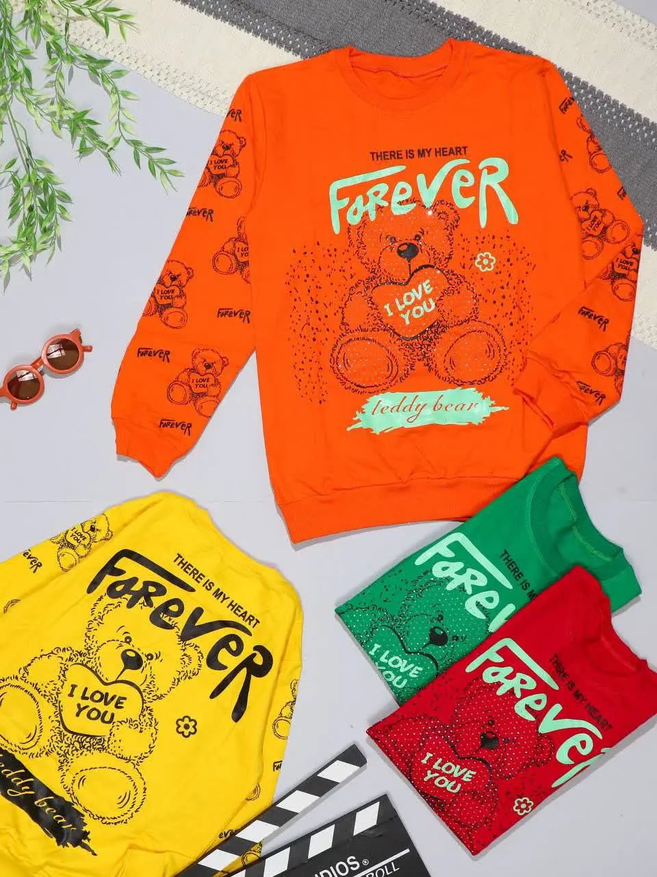 👫بلوز تک دخترانه خرس نگینی...