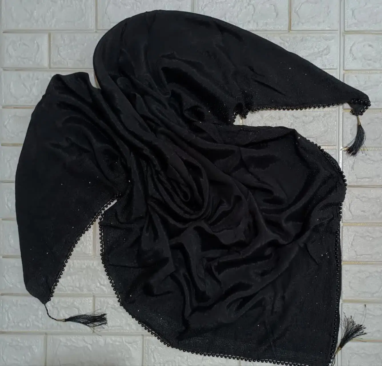 🐝روسری نخ اسلپ مشکی