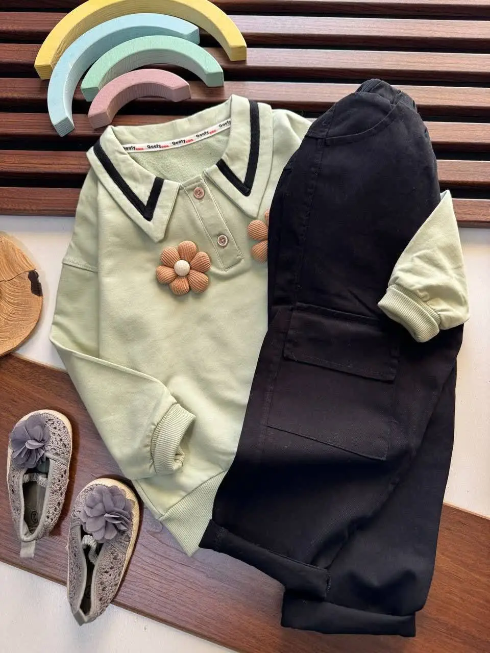 ست دخترانه یقه دار دو گل 🌼