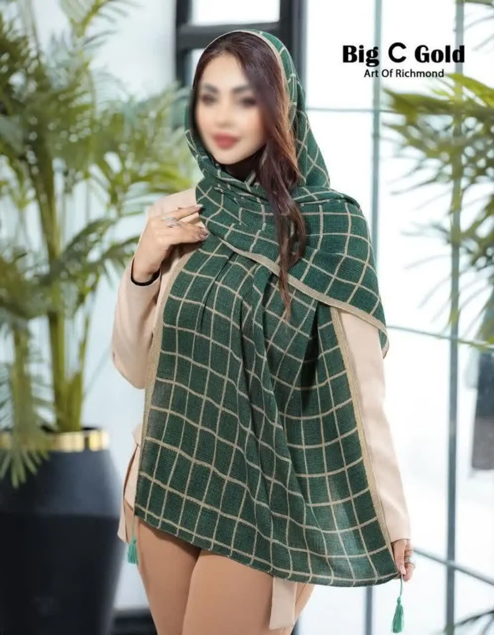 ✨️شال نخی پلیسه مربعی