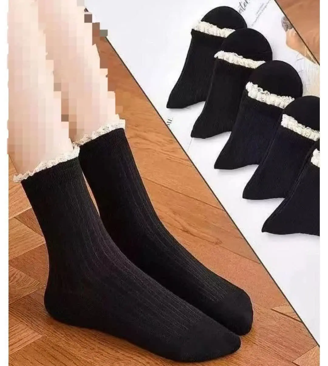 جوراب مشکی لب گیپور 😍
