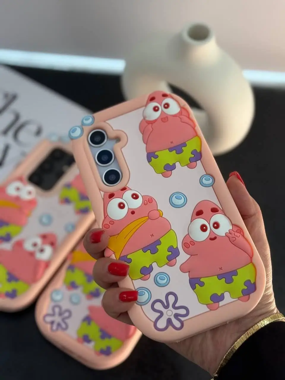 📱مدل قاب: قلب سیلیکونی عروسکی پاتریک در دو رنگ بنفش و صورتی مخصوص انواع #سامسونگ #شیائومی و #آیفون 
