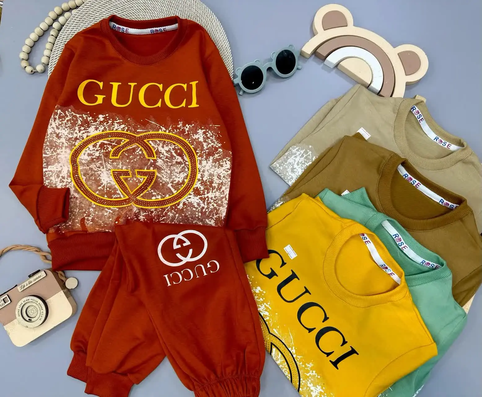 👫بلوز شلوار چاپ و نگین گوچی✅