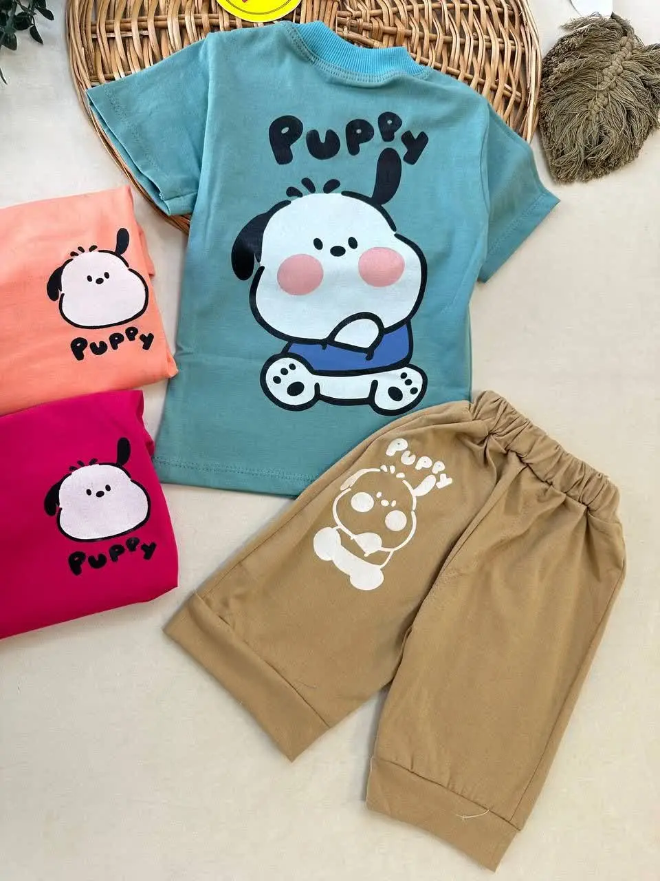 تیشرت شلوارک طرح پاپی نوزادی و کودک کد ۱۱۰۴۸ 
