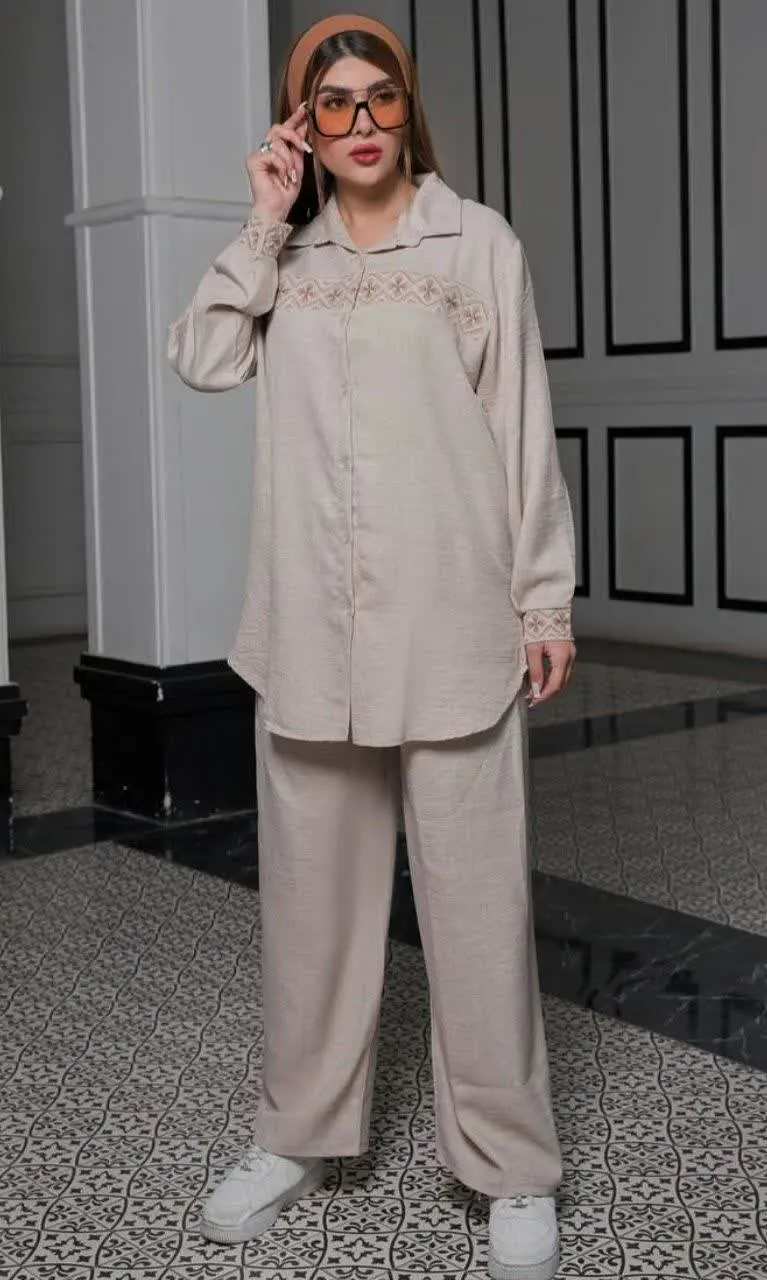 🌼ست شومیز و شلوار گلدوزی شده
