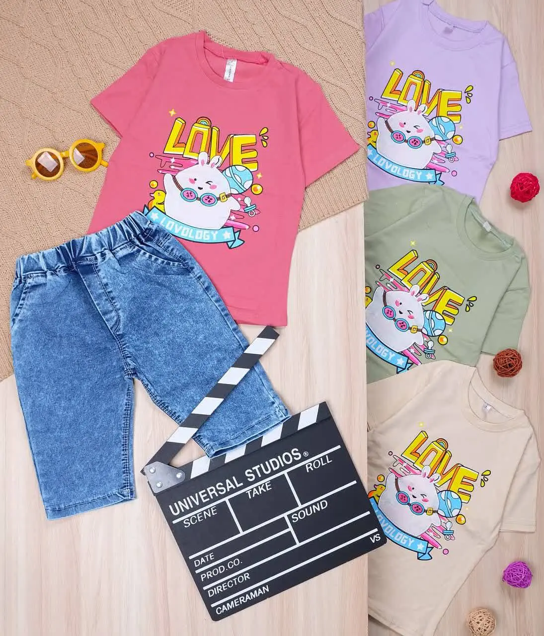 👫تیشرت و شلوارک جین خرگوش LOVE👫
