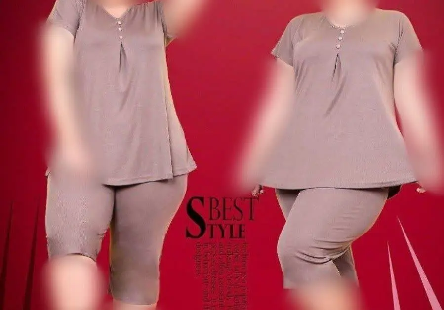 ست تاپ و شلوارک پیله دار سوپر سایز 
