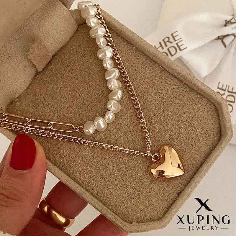 گردنبند دولاین قلب و مرواری...