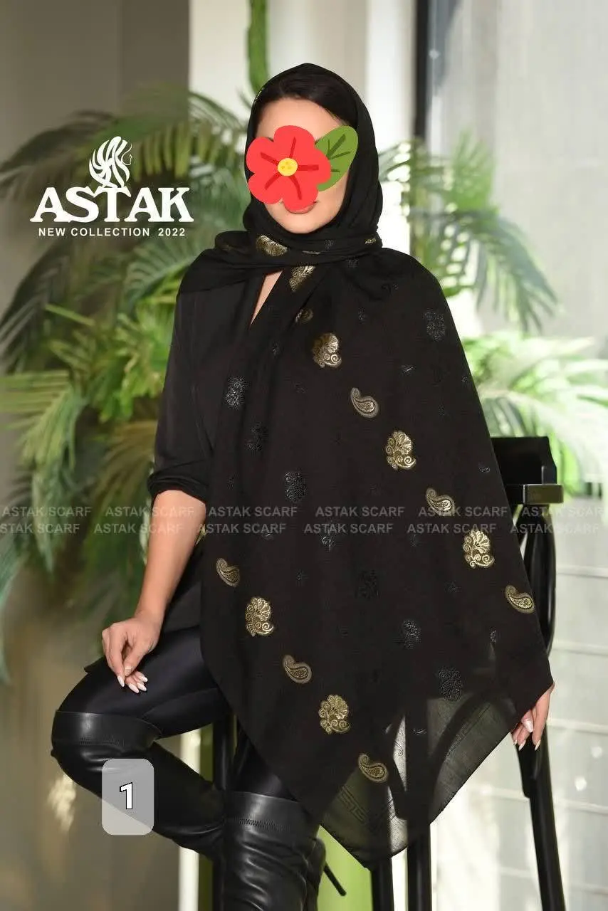 🎗#روسری_حریر نخ گل برجسته 
