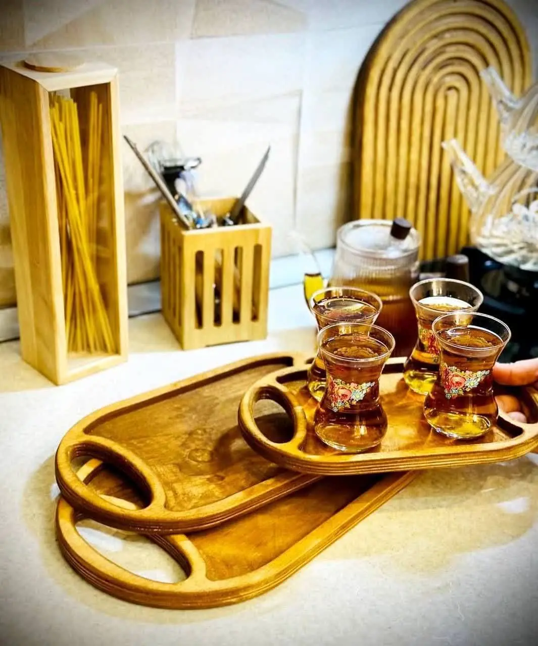 #سینی۳تیکه چوبی
