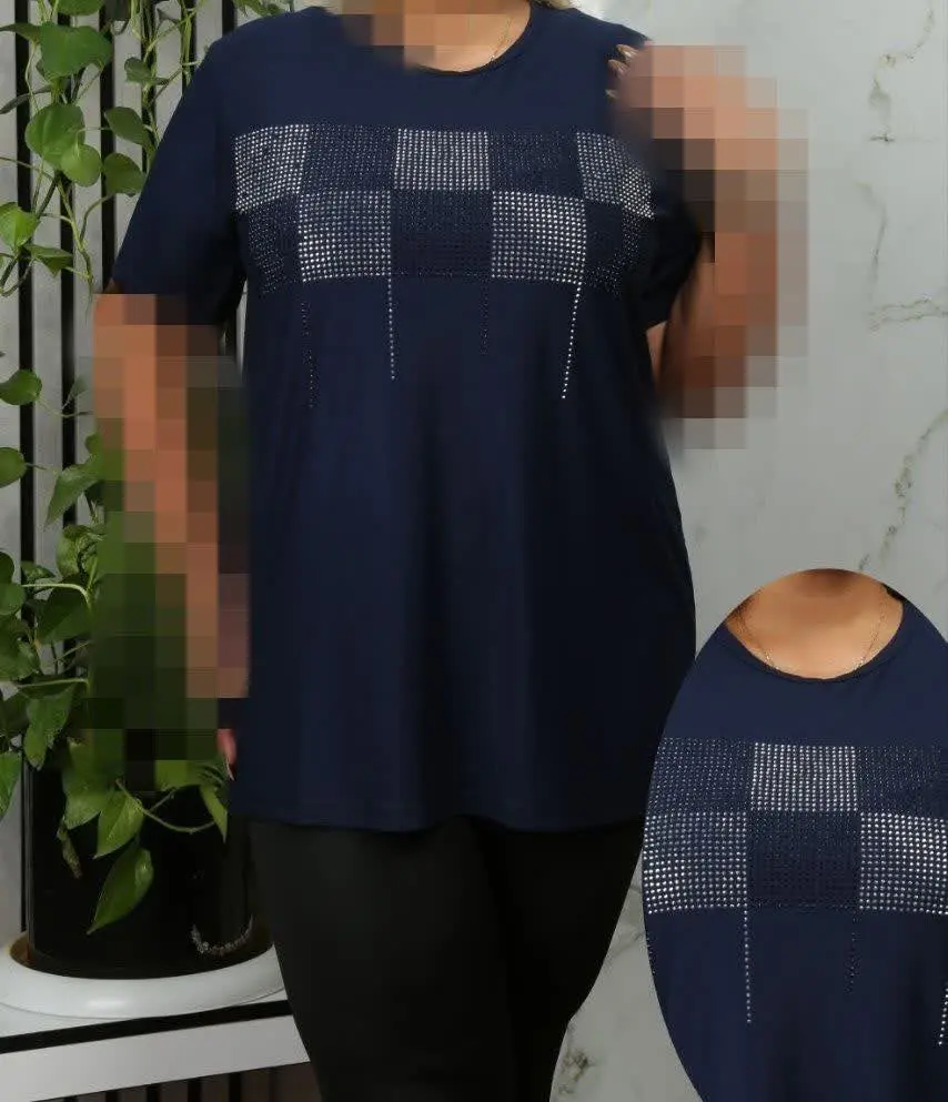 تیشرت سوپر سایز نگین دار 
