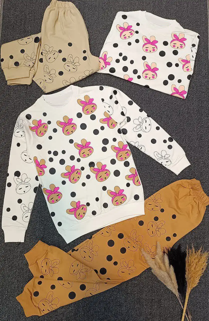 🌸بلوز شلوار دخترانه طرح خرگوش🌸
