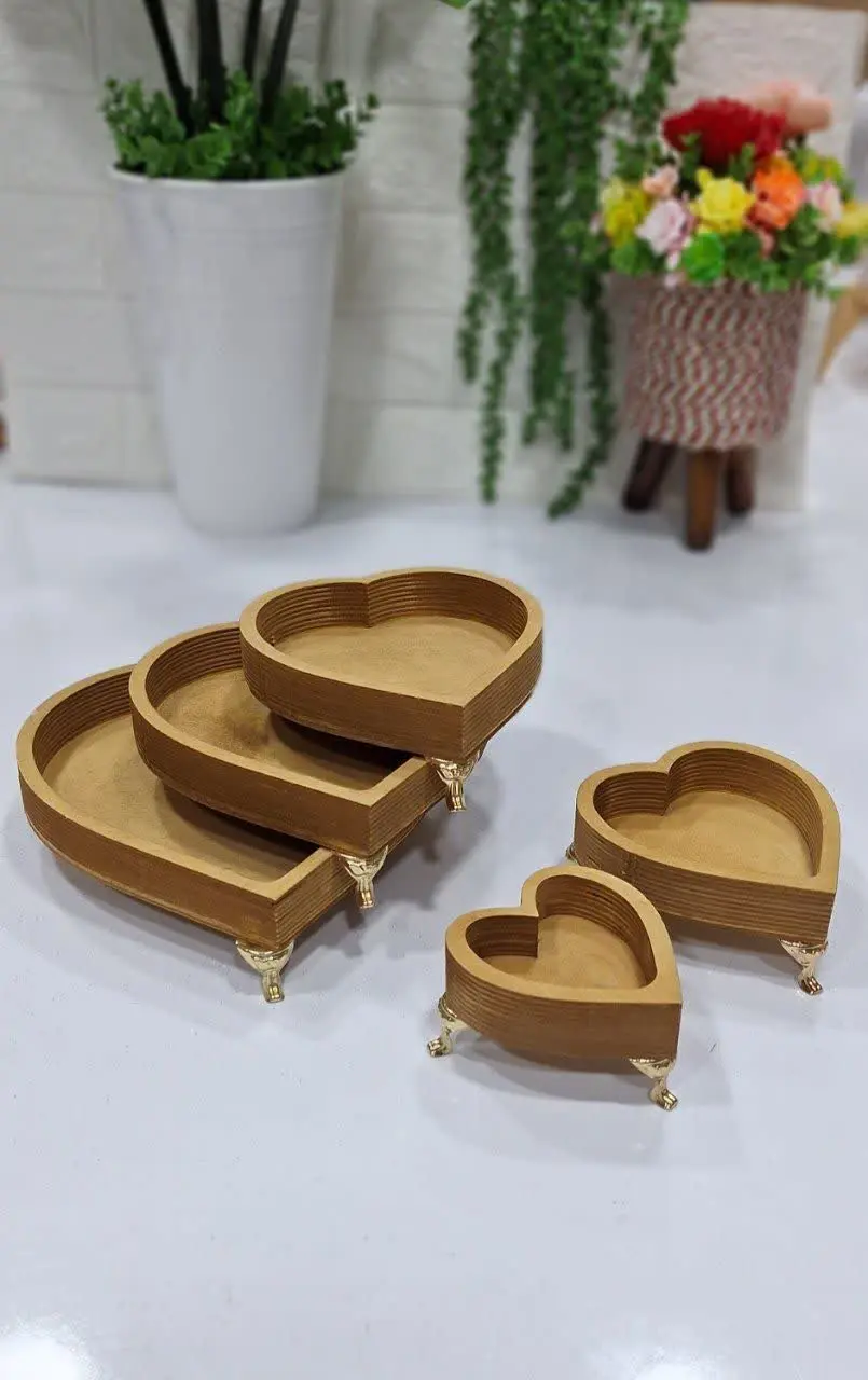 پنج تکه طرح قلب پایه دار
