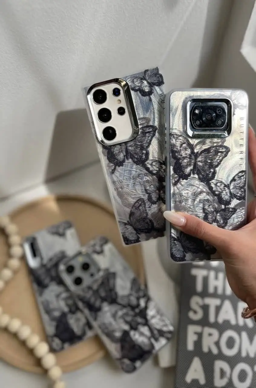 📱مدل قاب: قاب براش پروانه کیفیت عالی دور لنز و دکمه‌ها متال مخصوص انواع #سامسونگ #شیائومی و #آیفون 
