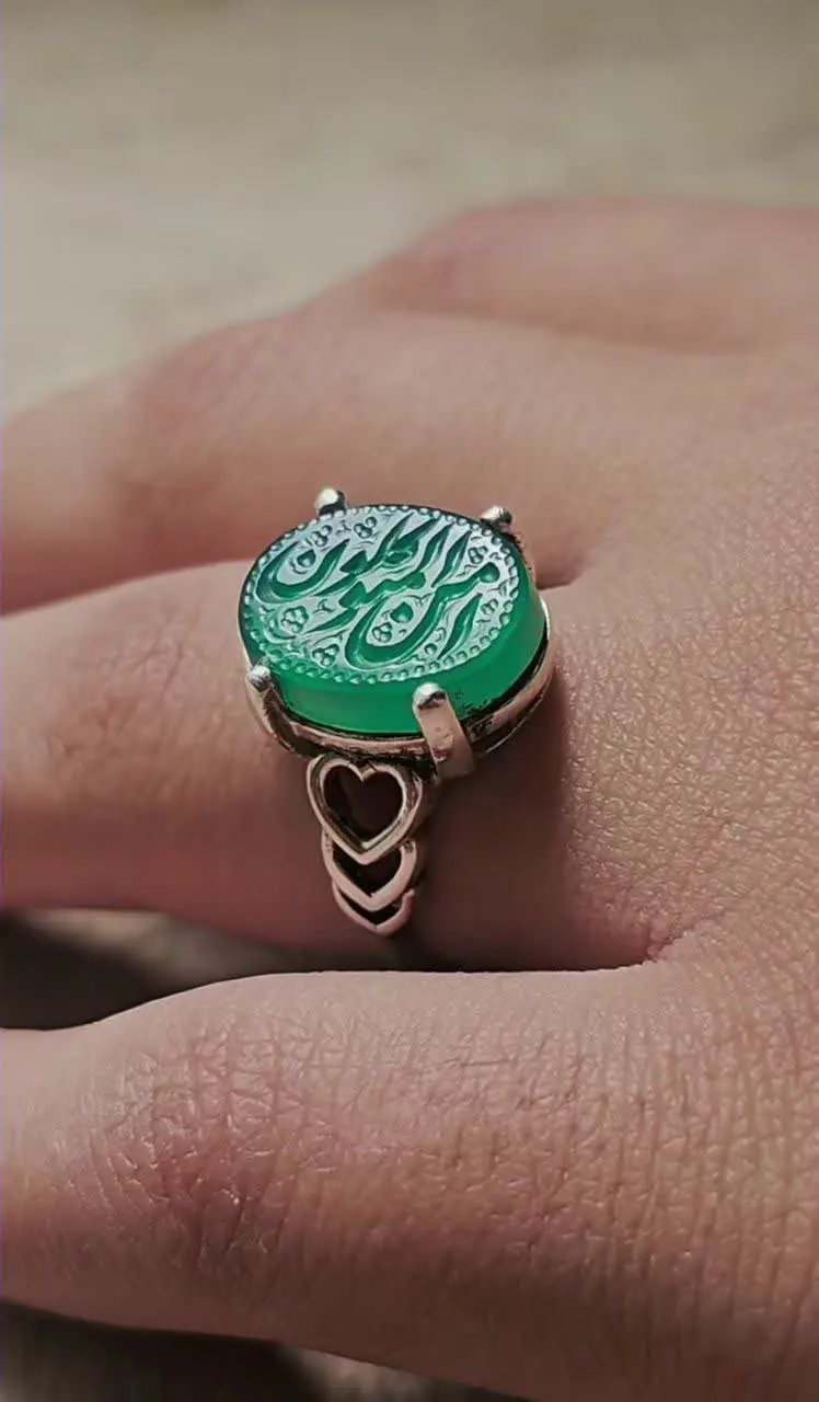 💎انگشتر عقیق سبز زنانه