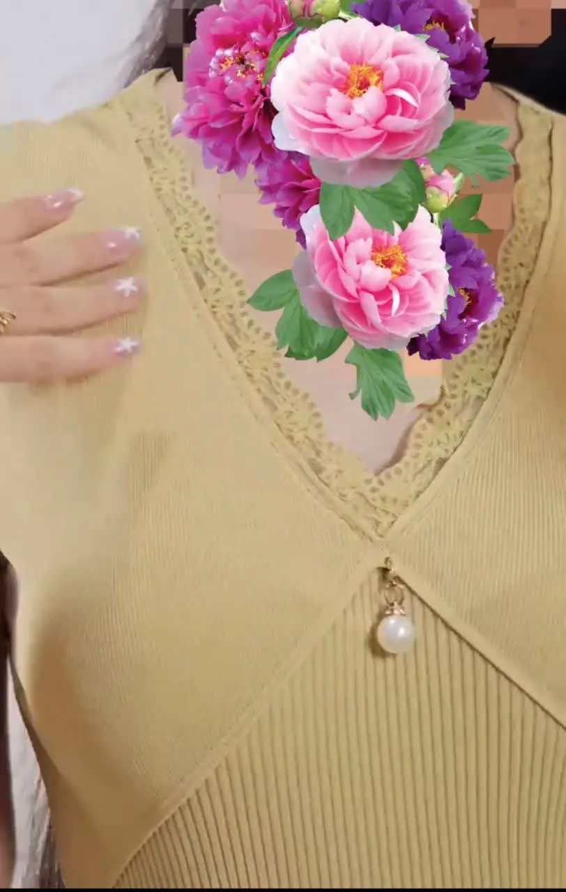 تاپ پاییزه مرواریدی، بافت ک...