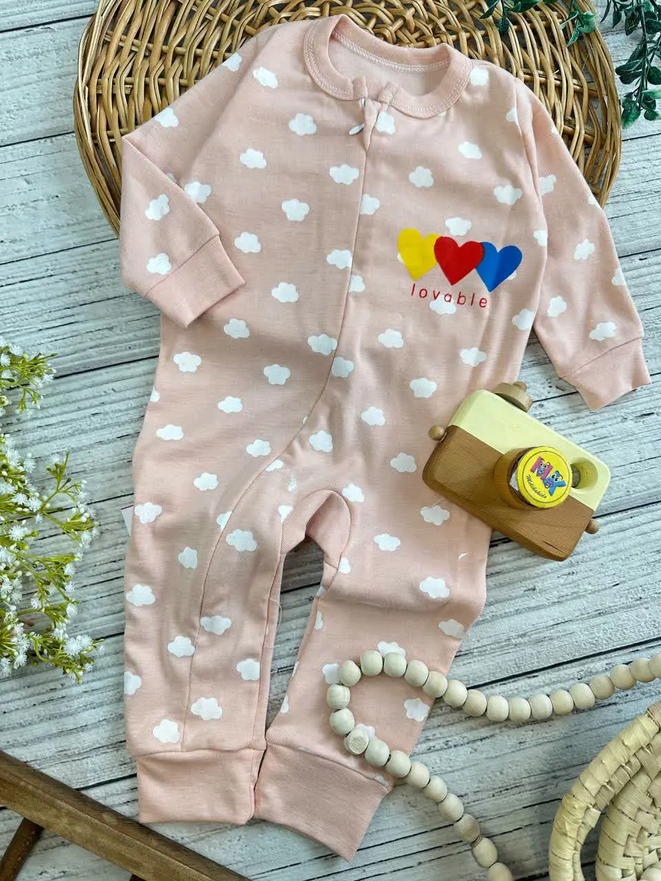 سرهمی طرح ابر تمام چاپ گلبهی نوزادی و کودک کد ۱۱۲۱۰۶ 
