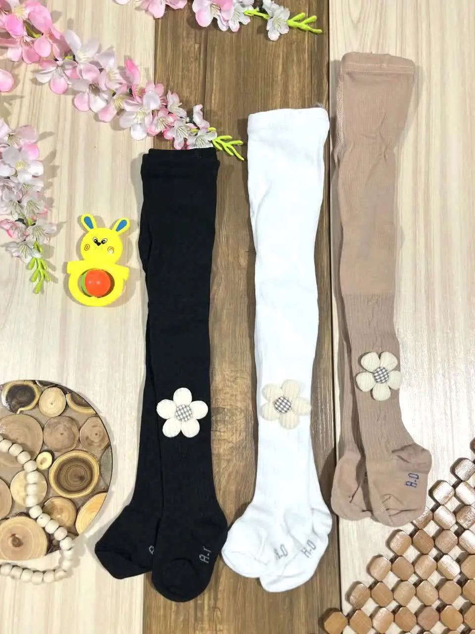 🌸 جوراب شلواری گل برجسته 🌸